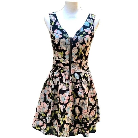 AMERICAN RAG ZIP FRONT FLORAL PRINTED FLOWY COTTON FIT & FLARE M - Picture 3 of 12